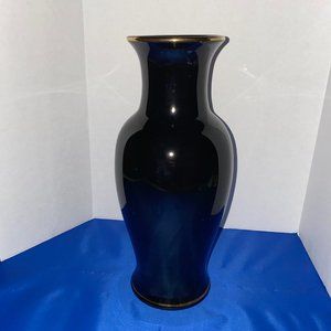 Haeger Black Vase w Gold Rim 11" x 3" *Nice Vase, no breaks Pottery Flowers